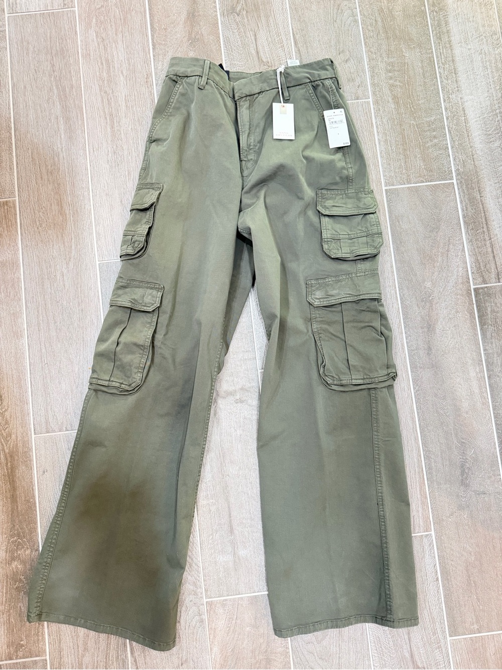 Good American Olive Green Wide-Leg Cargo Pants - Picture 1 of 8